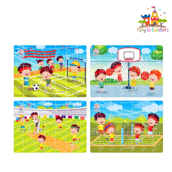 Sports Frenzy 4-in-1 Puzzle Set